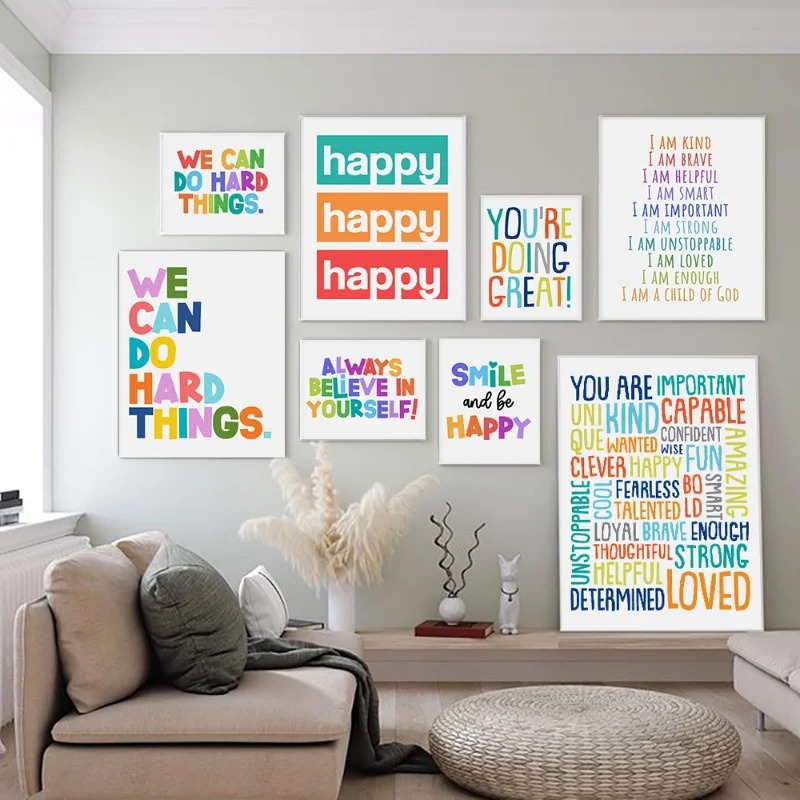 Kids Educational Posters - ภาพติดผนังห้องเรียนเด็ก ภาพโปสเตอร์สร้างแรงบันดาลใจ ศิลปะสร้างแรงจูงใจสำหรับห้องเด็กเล่น ภาพวาดบนผ้าใบตกแต่งห้องนอนเด็ก