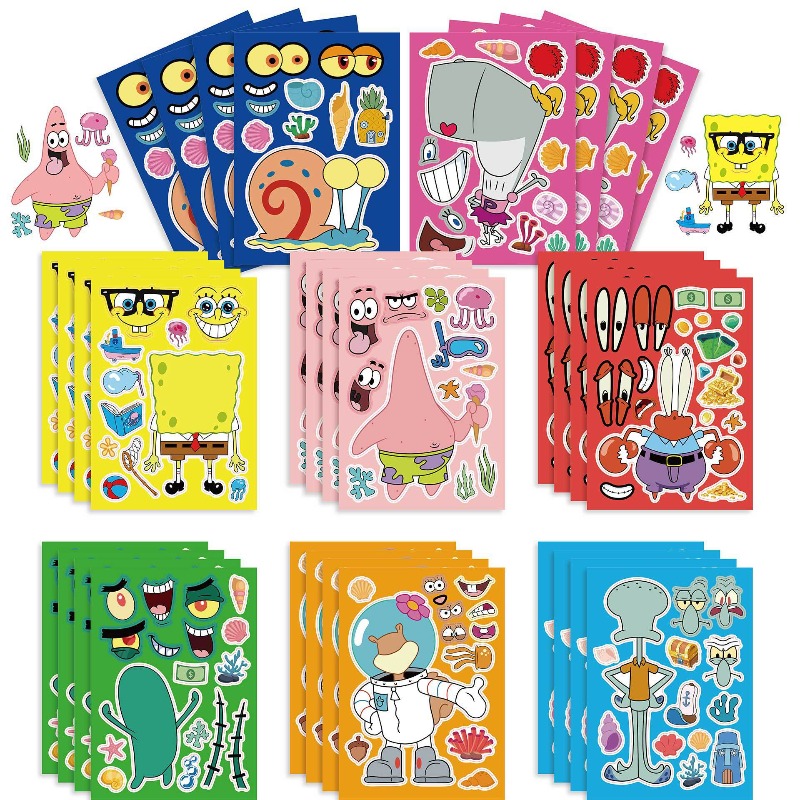 Kids Educational Gadget - สปอนจ์บ็อบ สแควร์แพนท์ส จิ๊กซอว์ปริศนาแบบอินเทอร์แอคทีฟเพื่อการศึกษา ของเล่นประกอบเองเพื่อพัฒนาสติปัญญาสำหรับเวลาว่าง