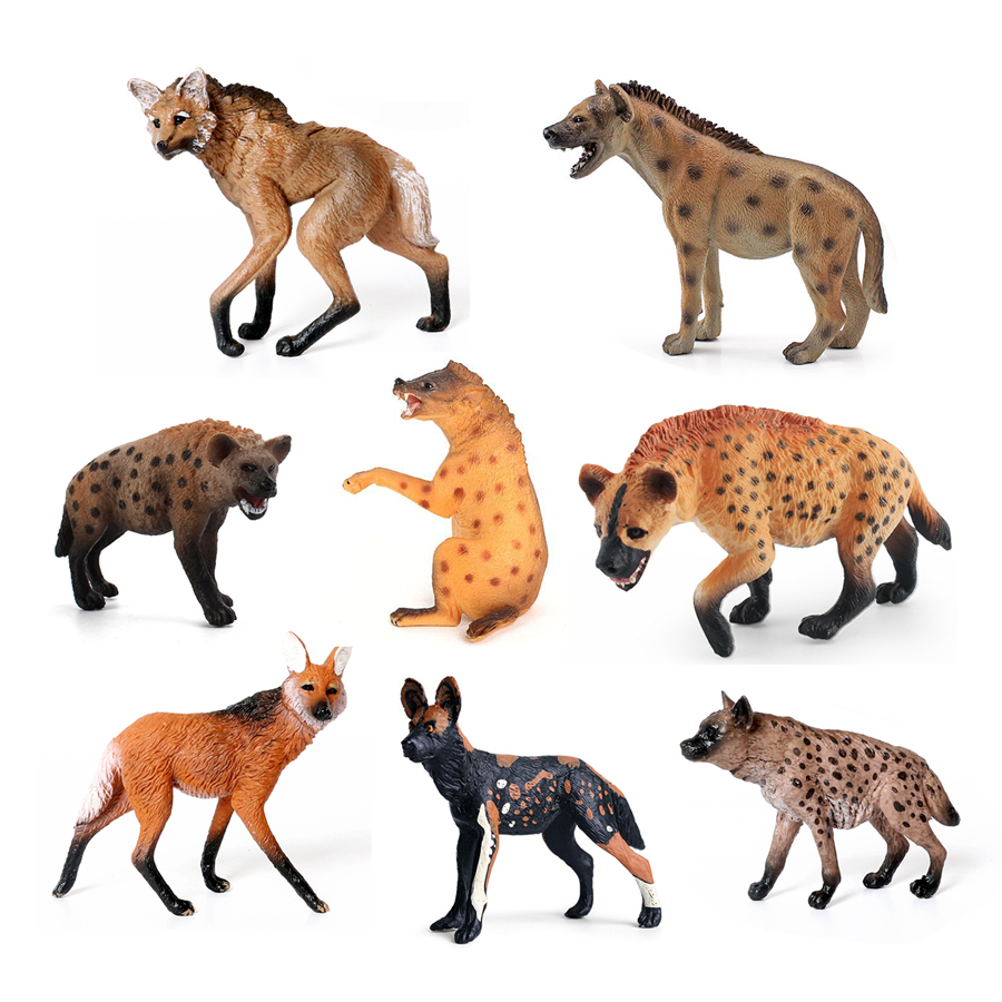 Kids Educational Gadget - สมจริงพลาสติกสัตว์ป่า Hyena,Maned Wolf,สุนัขป่าแอฟริกันของเล่นมือทาสีตุ๊กตาสําหรับคอลเลกชันวิทยาศาสตร์การศึกษา Prop