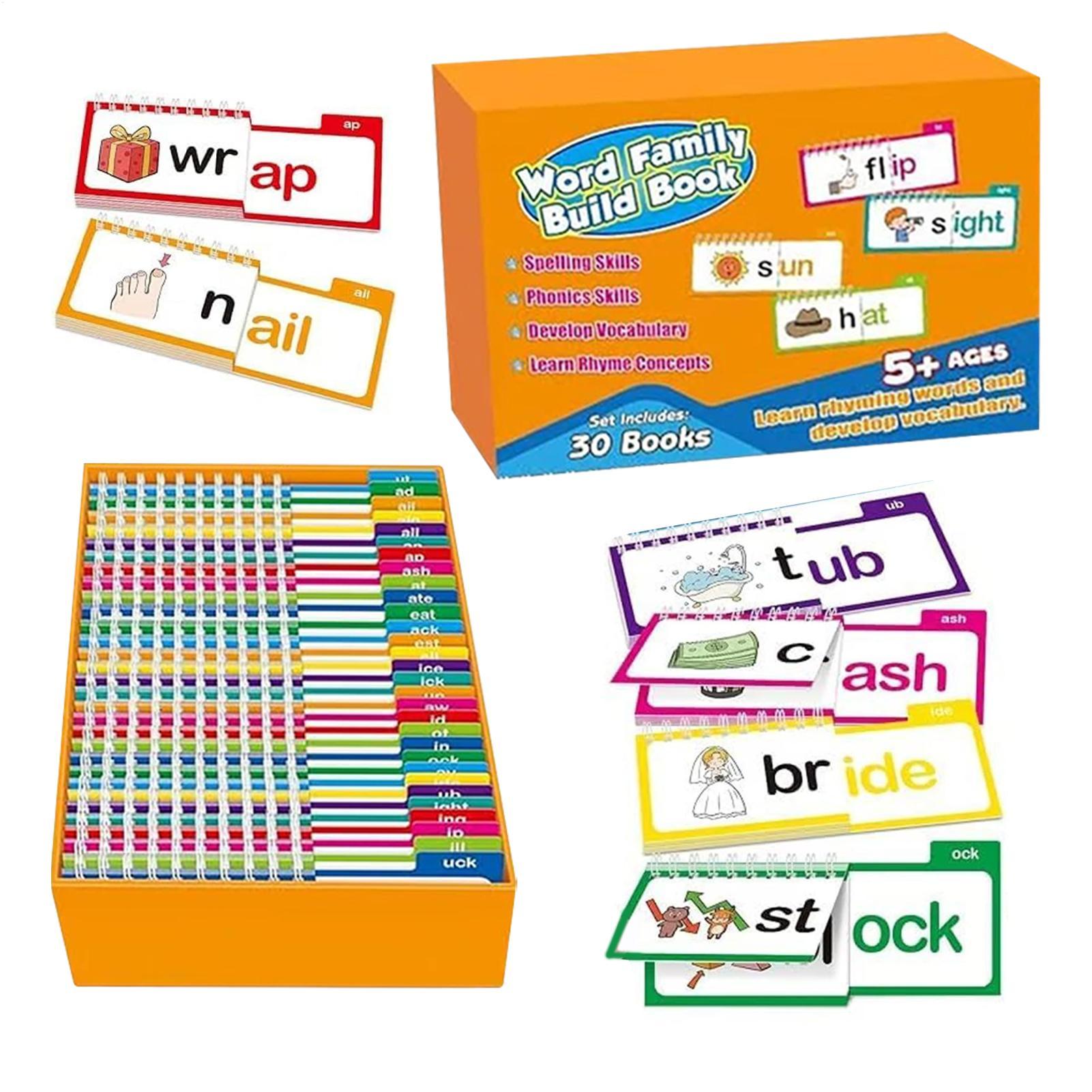 Kids Education Rhymes - การ์ดอ่านคำ 30 ใบ หนังสือพลิกคำศัพท์ หนังสือสร้างครอบครัวคำศัพท์ แฟลชการ์ด