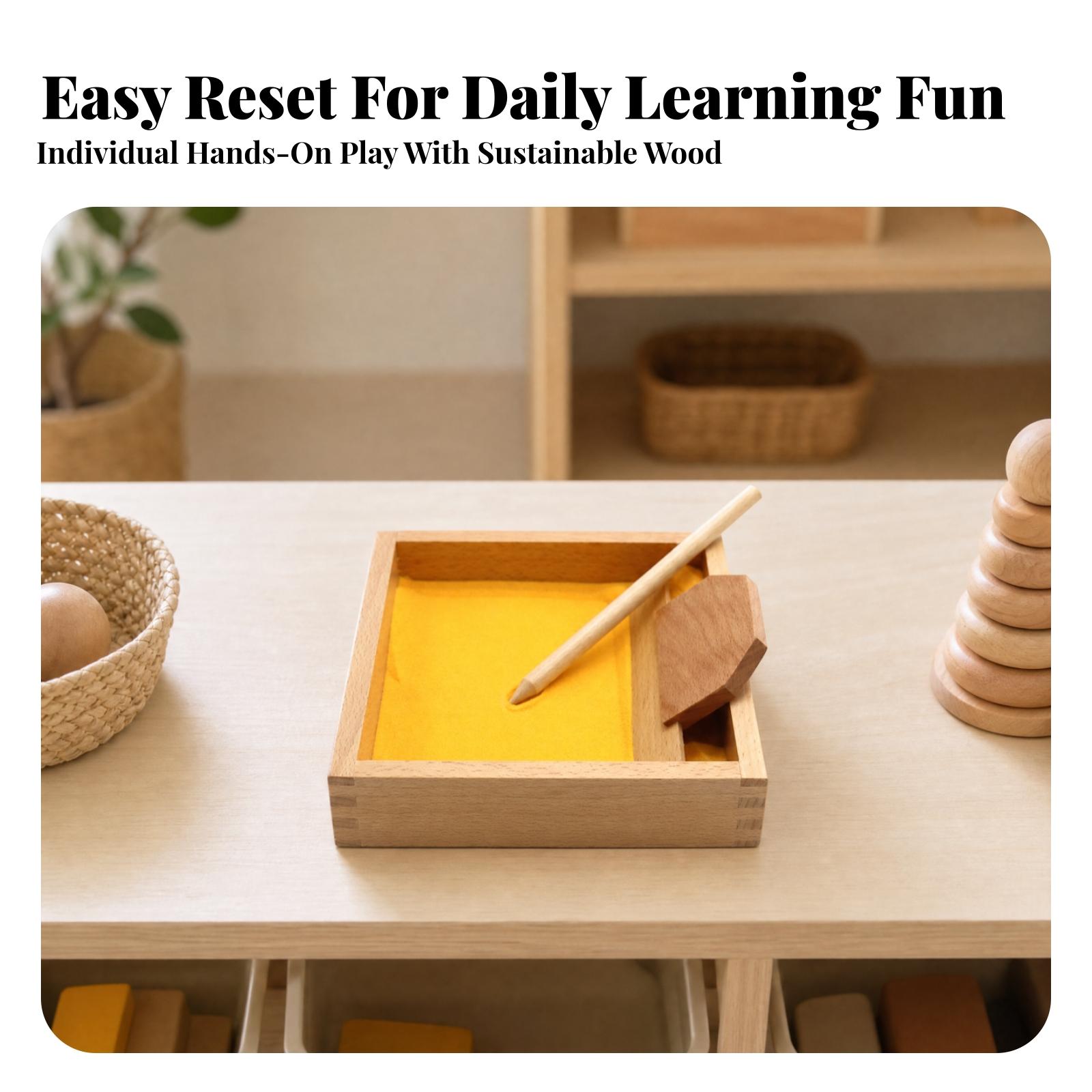 Kids Education Design - กล่องทรายสำหรับฝึกเขียนสำหรับเด็กก่อนวัยเรียน ของเล่นเสริมการเรียนรู้พร้อมด้ามจับ