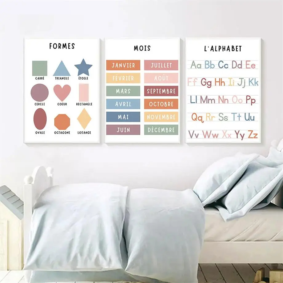 ภาษาอังกฤษ ภาษาฝรั่งเศส ตัวเลข - Kids Educational Posters บทวิจารณ์และราคา